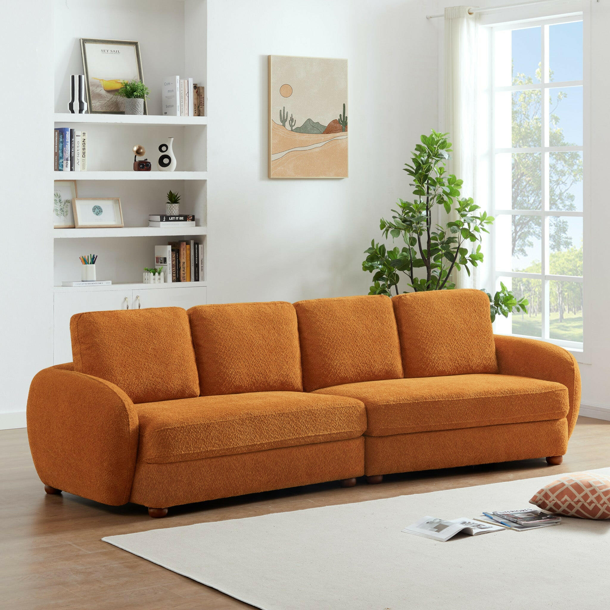 Paton 114.5" Boucle Fabric Sofa.