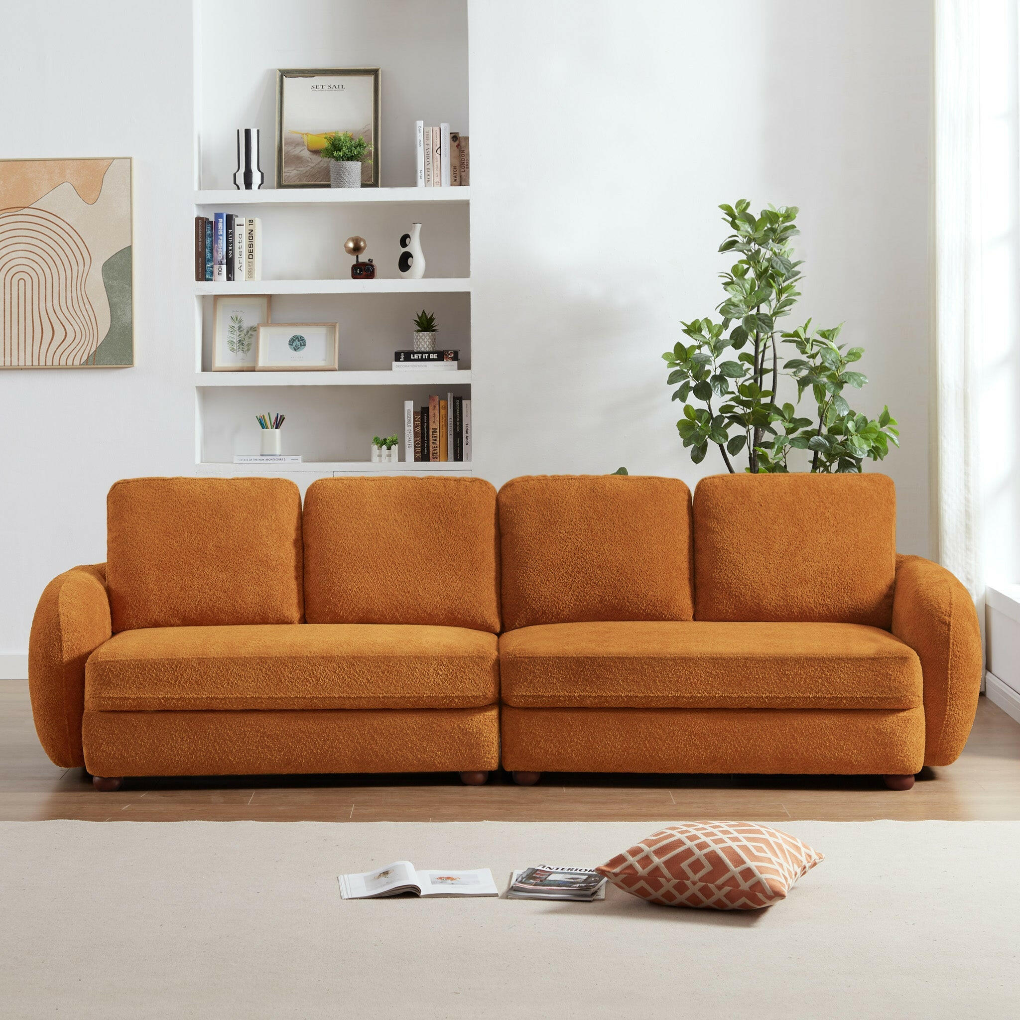 Paton 114.5" Boucle Fabric Sofa.