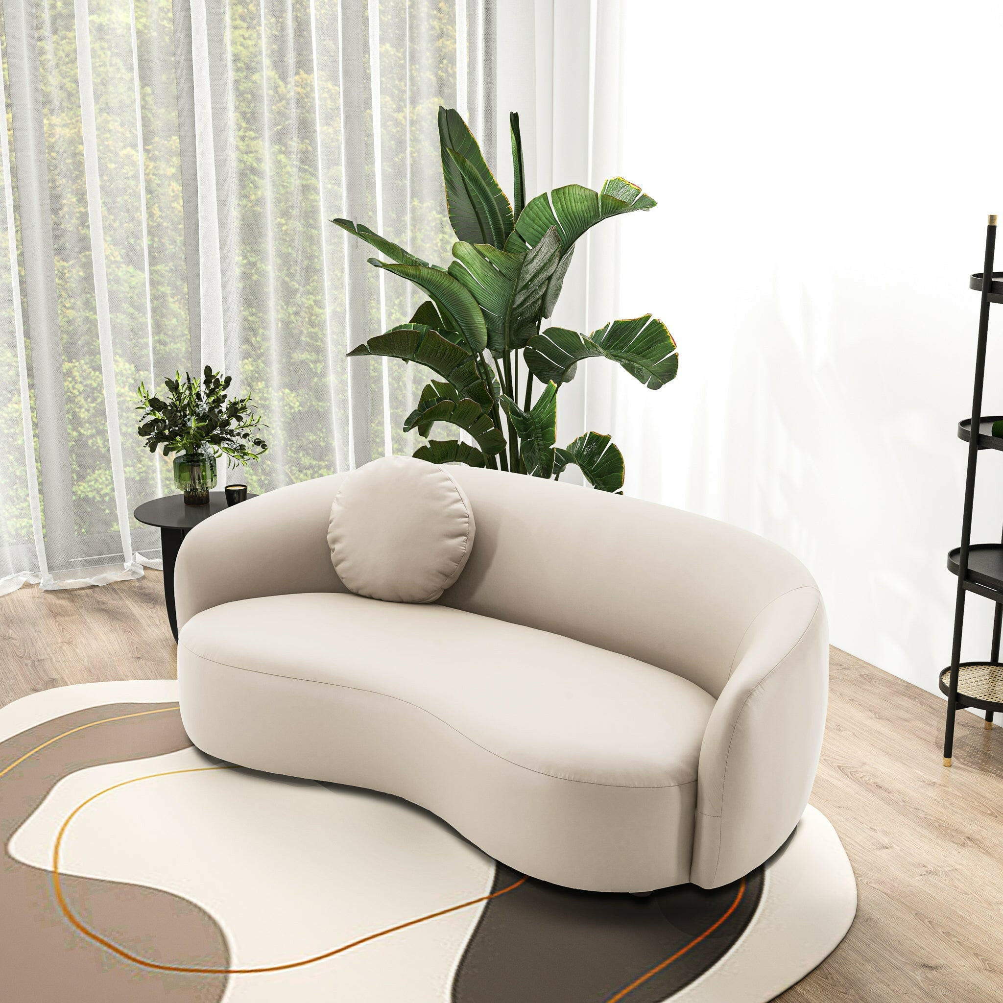 Porter Beige PU Leather Sofa.