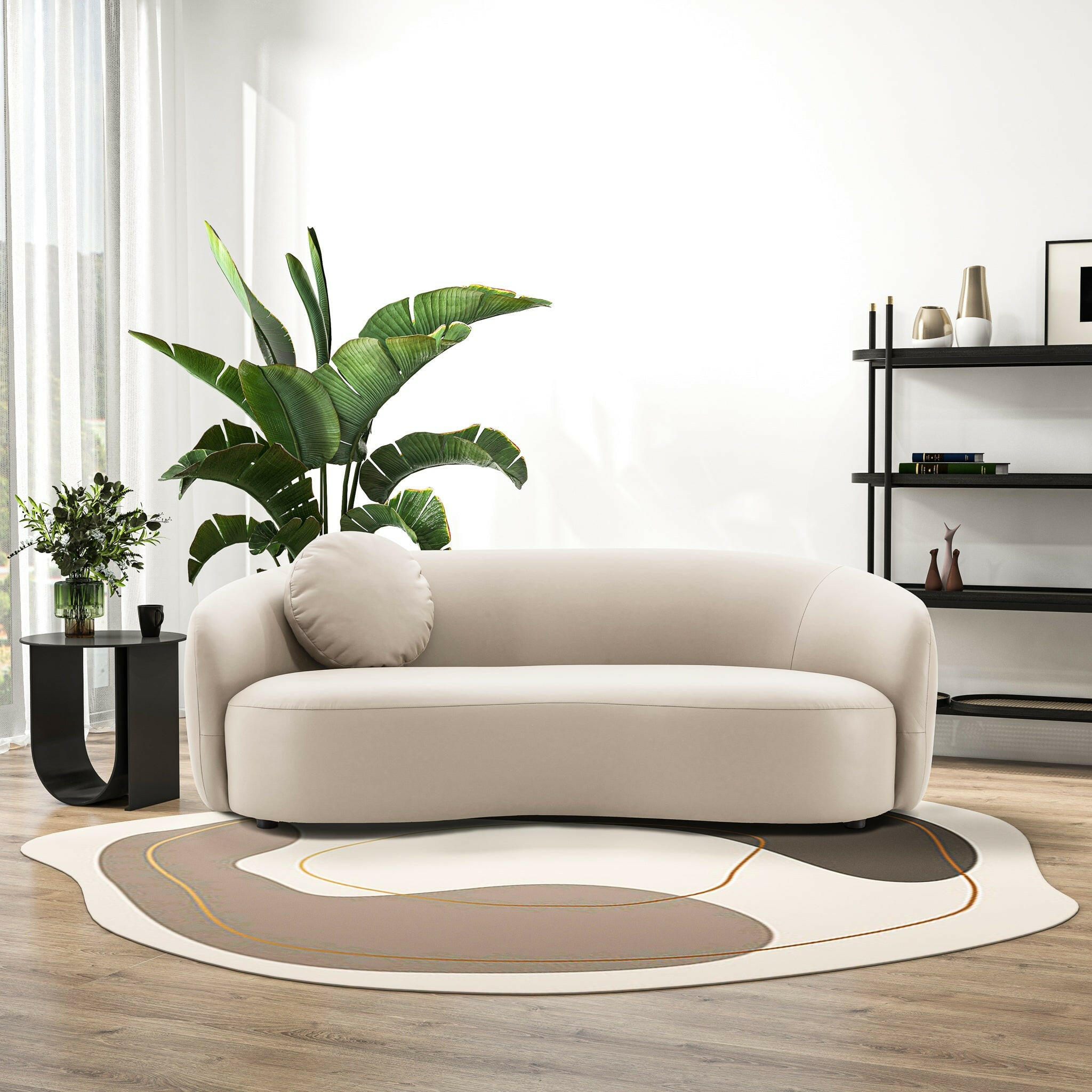 Porter Beige PU Leather Sofa.