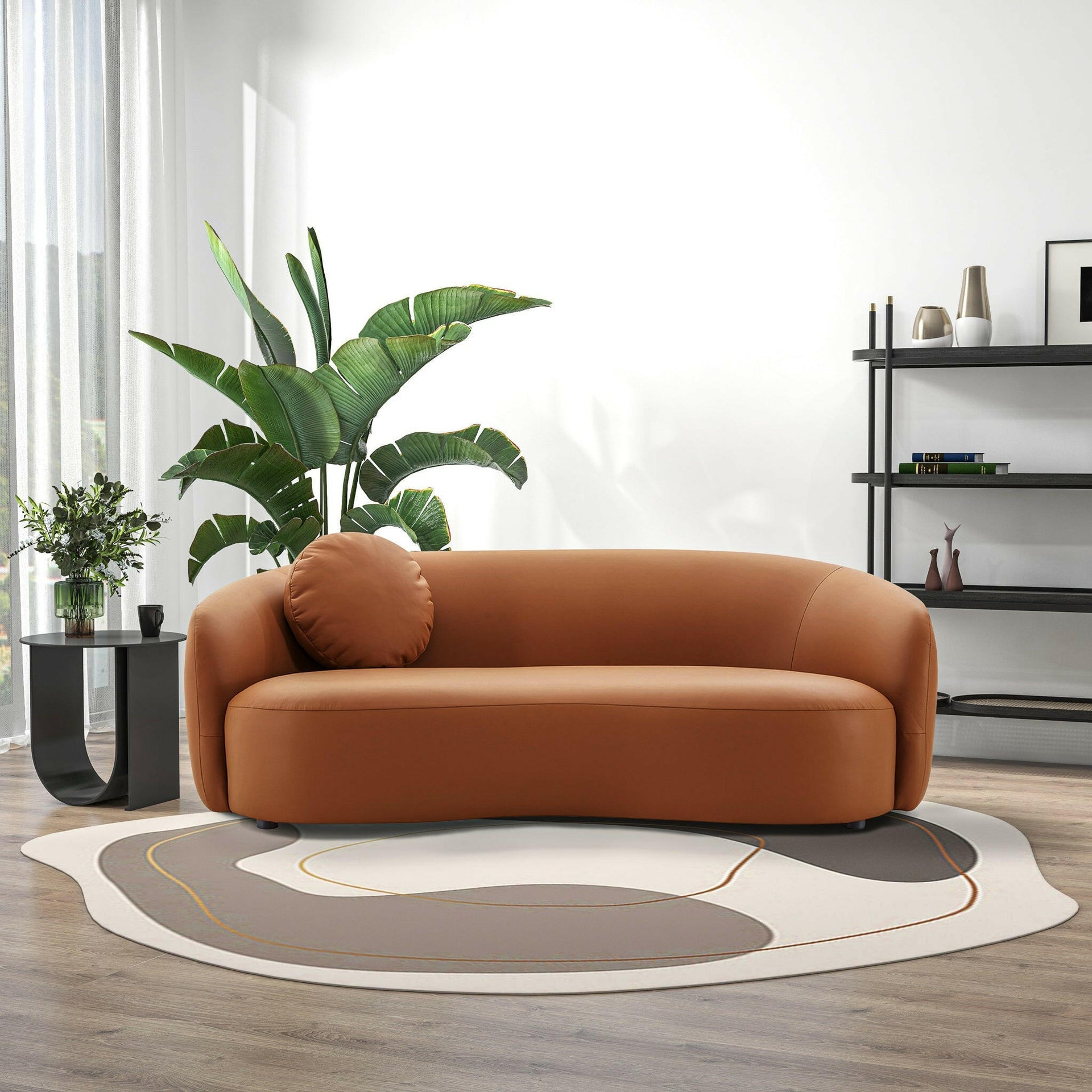 Porter Cognac PU Leather Sofa.