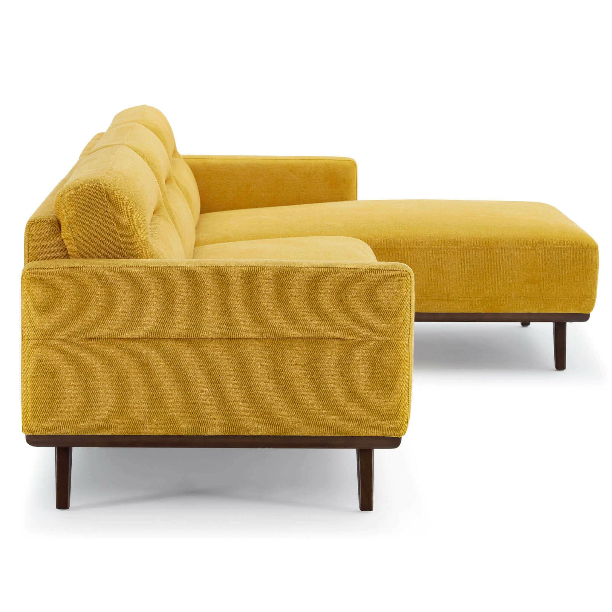 Ella L-Shaped Dark Yellow Linen Left Sectional Couch.