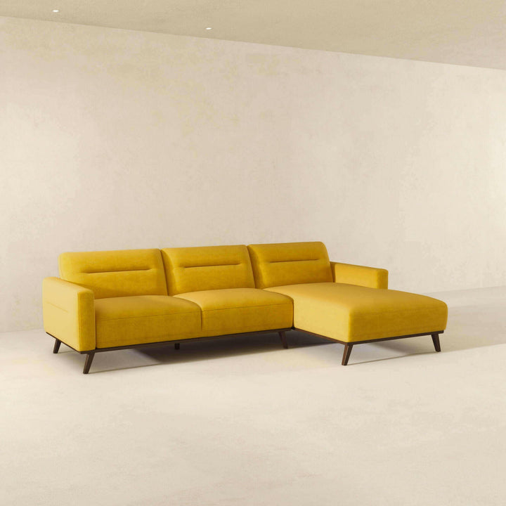 Ella L-Shaped Dark Yellow Linen Left Sectional Couch.