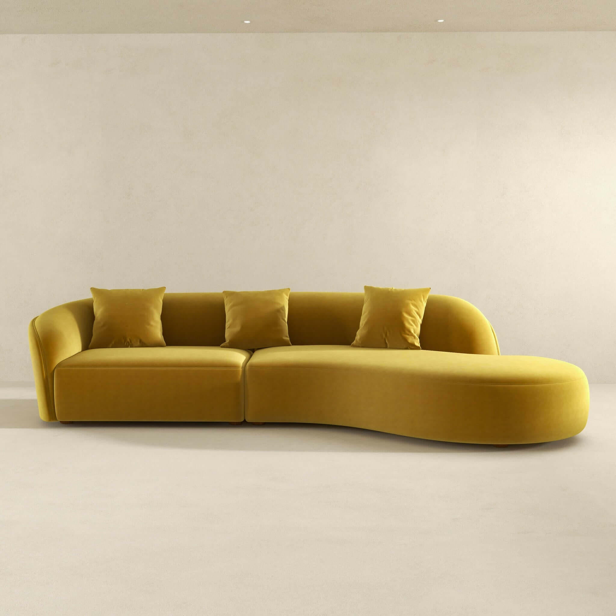 Elijah Japandi Style Curvy Sectional Sofa 126".