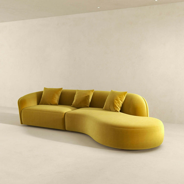 Elijah Japandi Style Curvy Sectional Sofa 126".