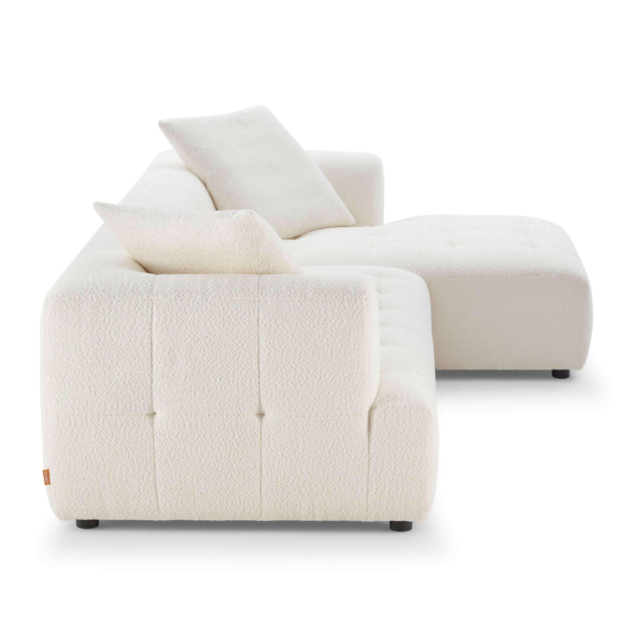 Kaynes Right Sectional Ivory Boucle Sofa.