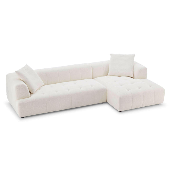 Kaynes Right Sectional Ivory Boucle Sofa.