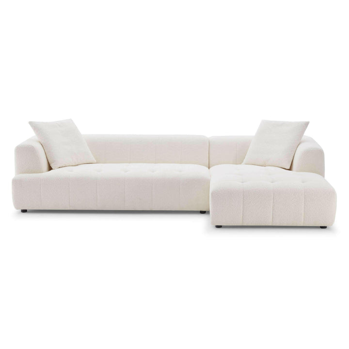 Kaynes Right Sectional Ivory Boucle Sofa.