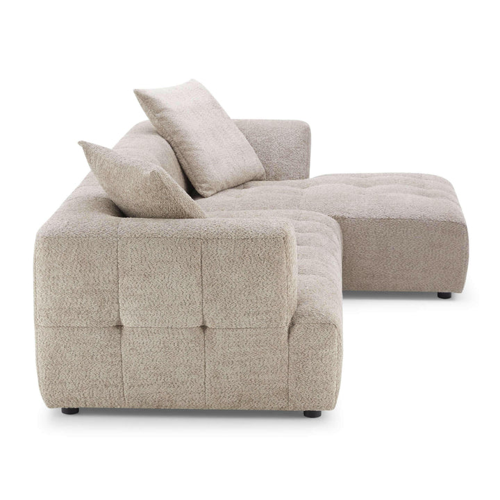 Kaynes Right Sectional Mocha Boucle Sofa.