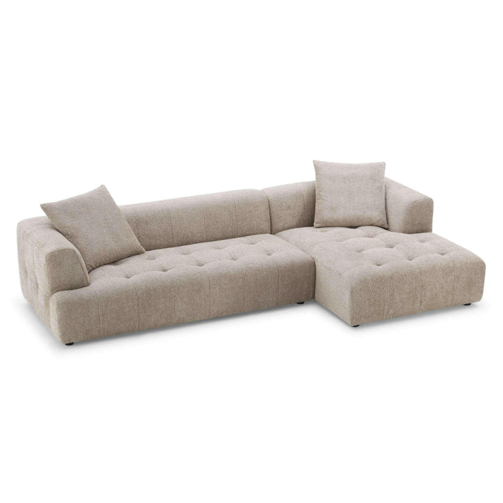 Kaynes Right Sectional Mocha Boucle Sofa.