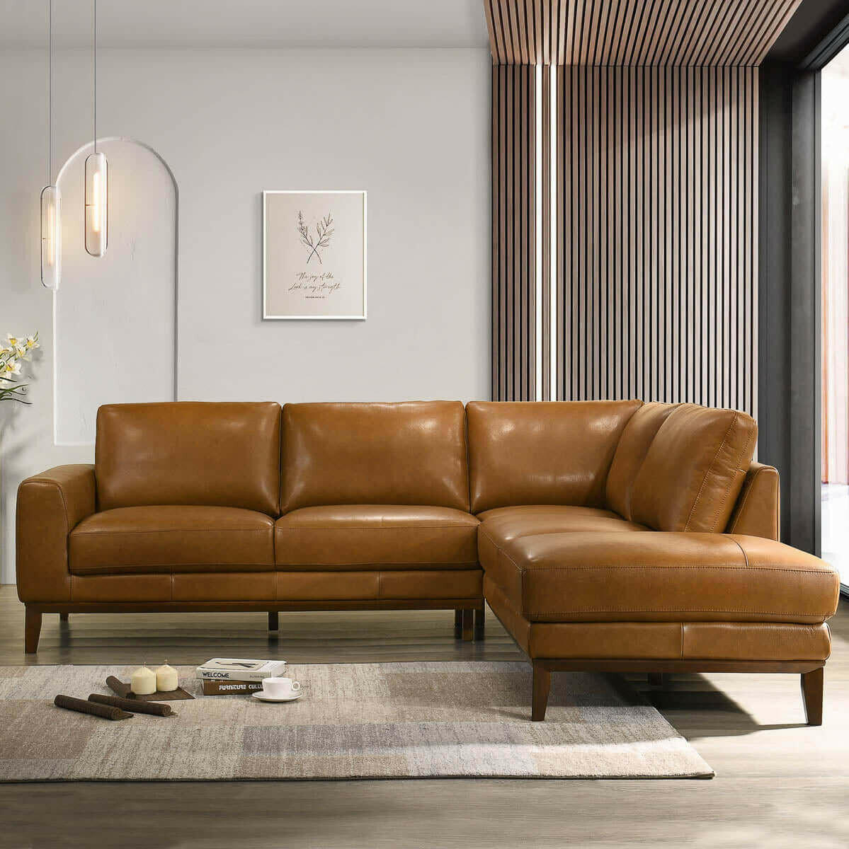 London Leather Sectional Sofa (Right Facing).