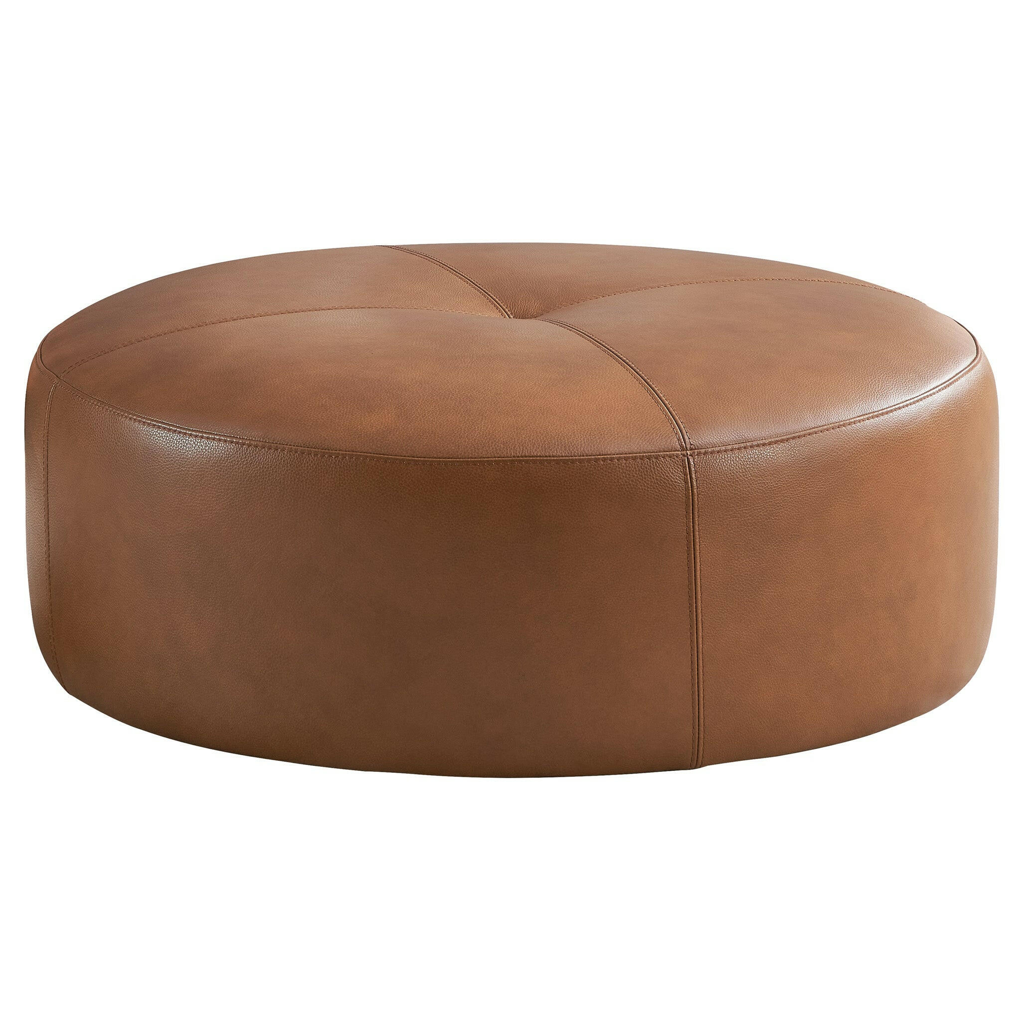 Rochelin Tan Leather Ottoman.