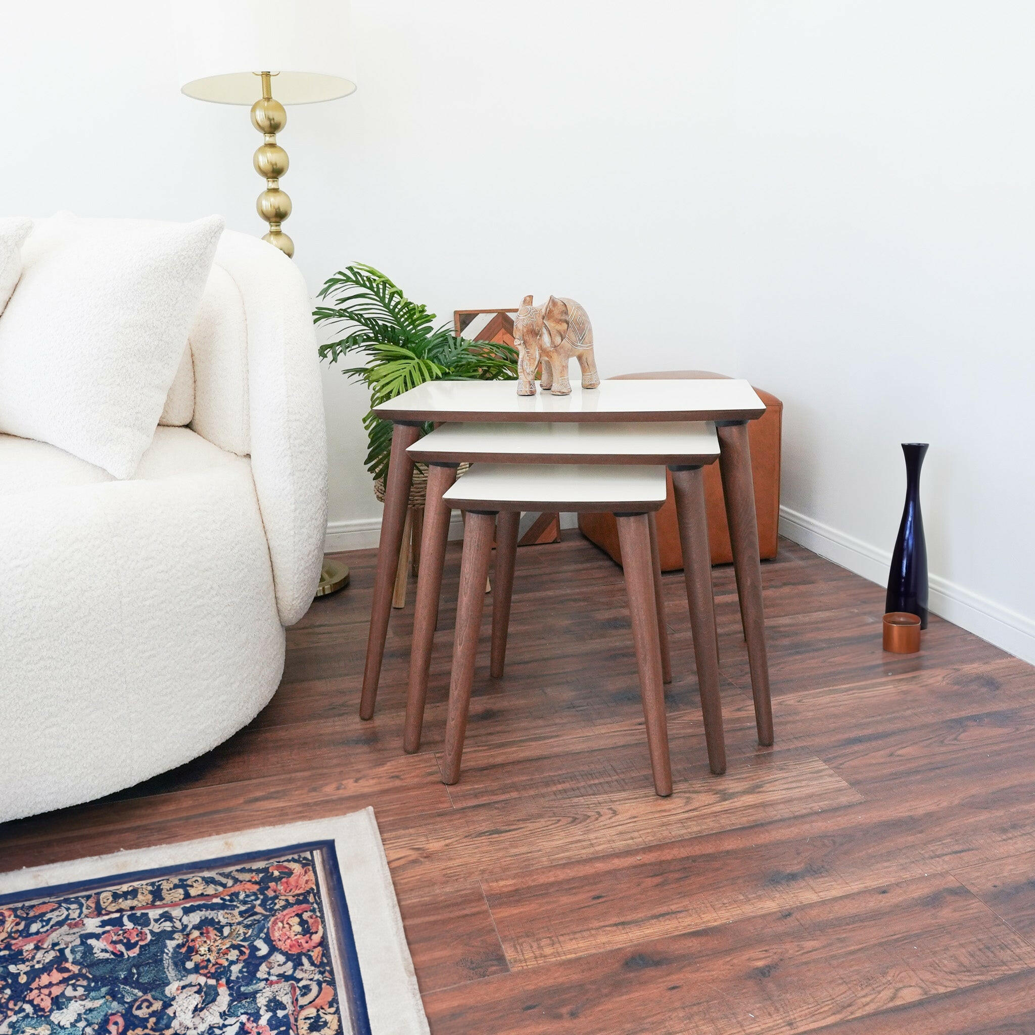 Ronald MDF Nesting Accent Tables In Cream (Set Of 3).