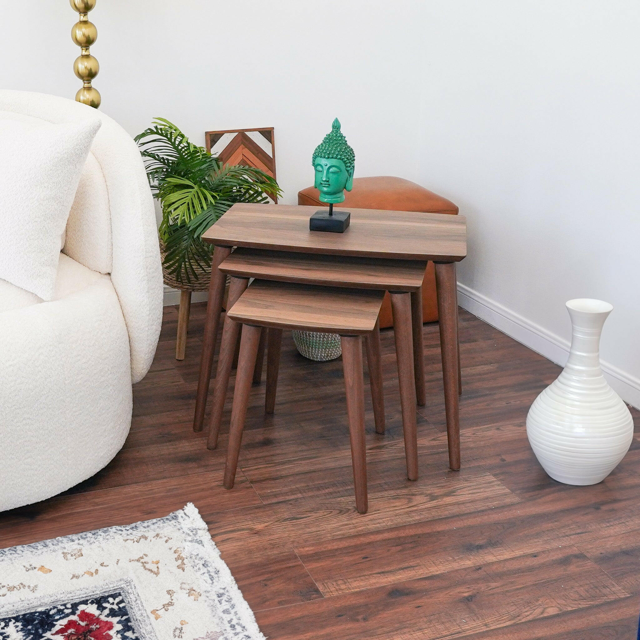 Ronald MDF Nesting Accent Tables In Walnut (Set Of 3).