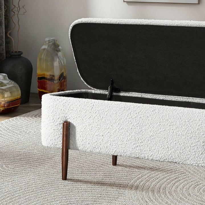 Sarna Ivory Boucle Storage Bench.