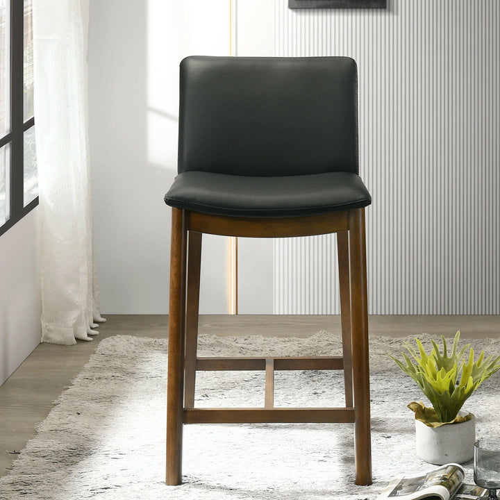 Shannon Counter Chair In Black Vegan Leather.