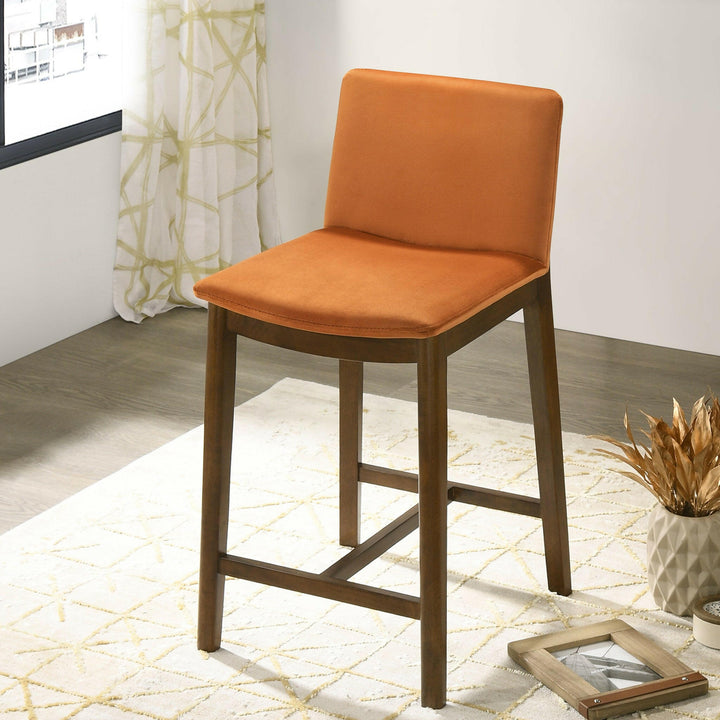 Shannon Counter Chair In Burnt Orange Velvet.