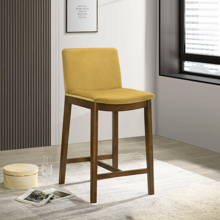 Shannon Counter Chair In Dark Yellow Velvet.