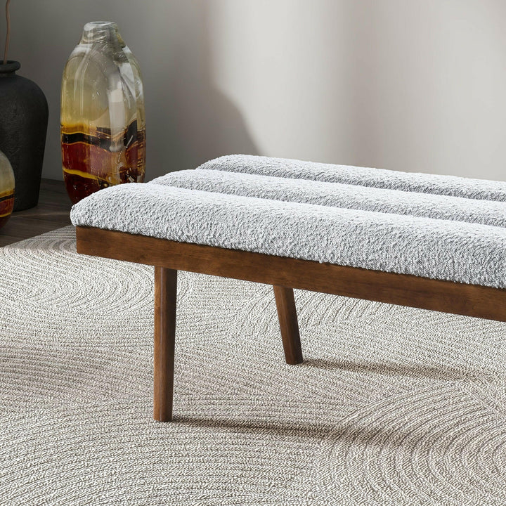 Troni Light Grey Boucle Bench.