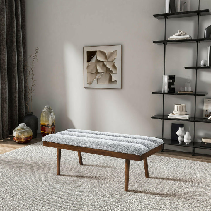 Troni Light Grey Boucle Bench.