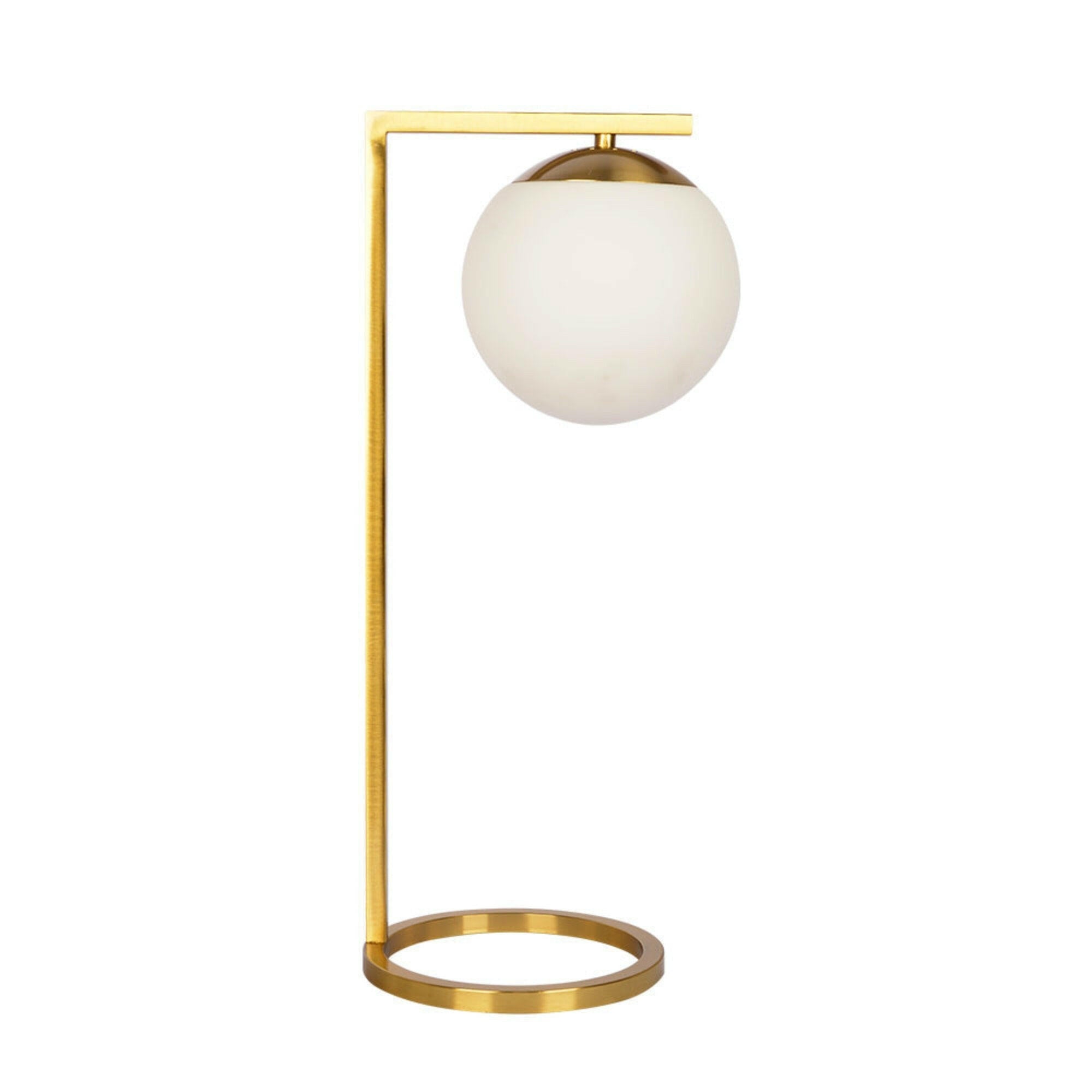 Velvet Globe Table Lamp White Opal Glass with Dimmer Switch Inline.