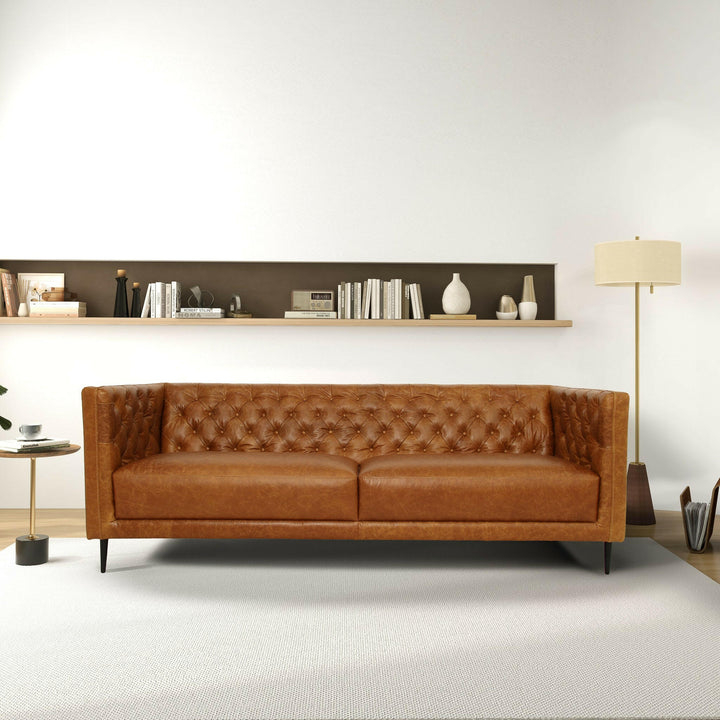 Vermont Waxy Cognac Leather Sofa.