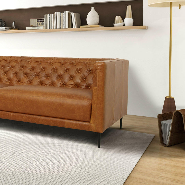 Vermont Waxy Cognac Leather Sofa.