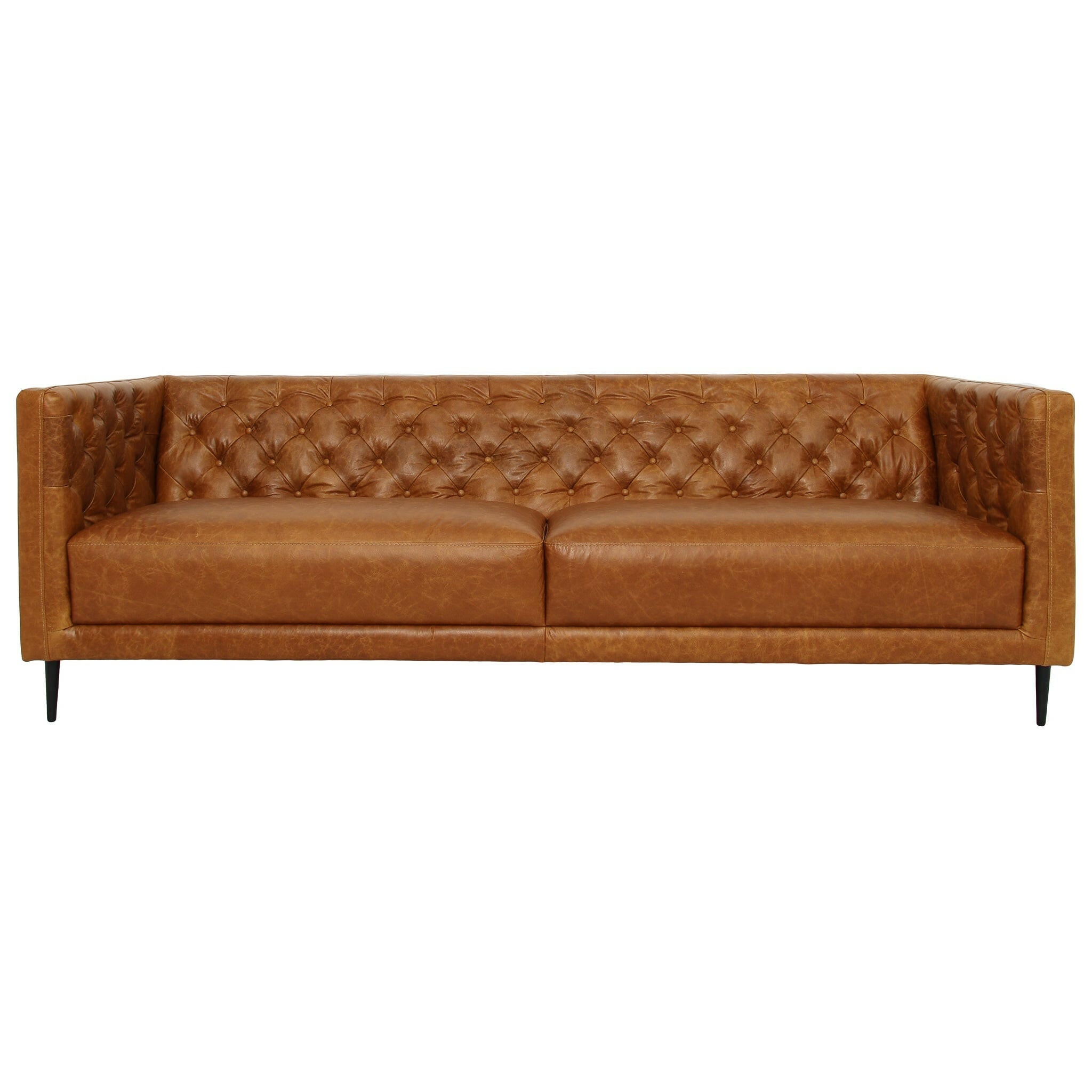 Vermont Waxy Cognac Leather Sofa.