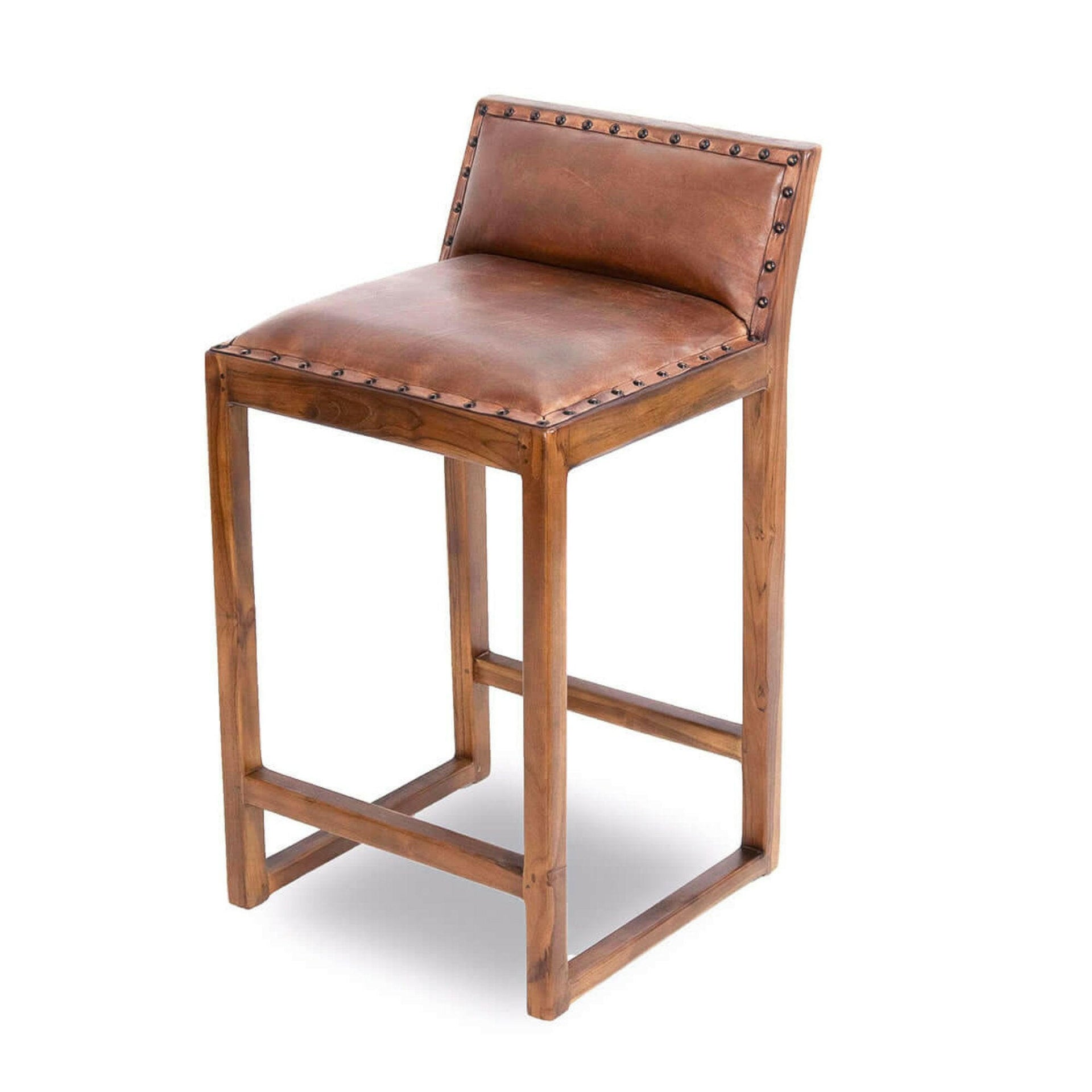 Gavin  25'' Solid Wood Genuine Leather Counter Stool.