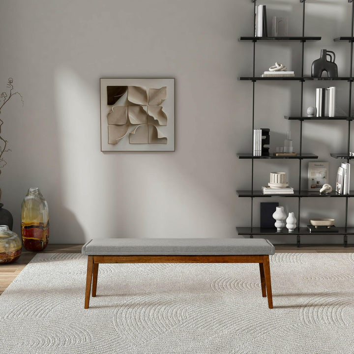 Warren Bench in Ash Grey Fabric.