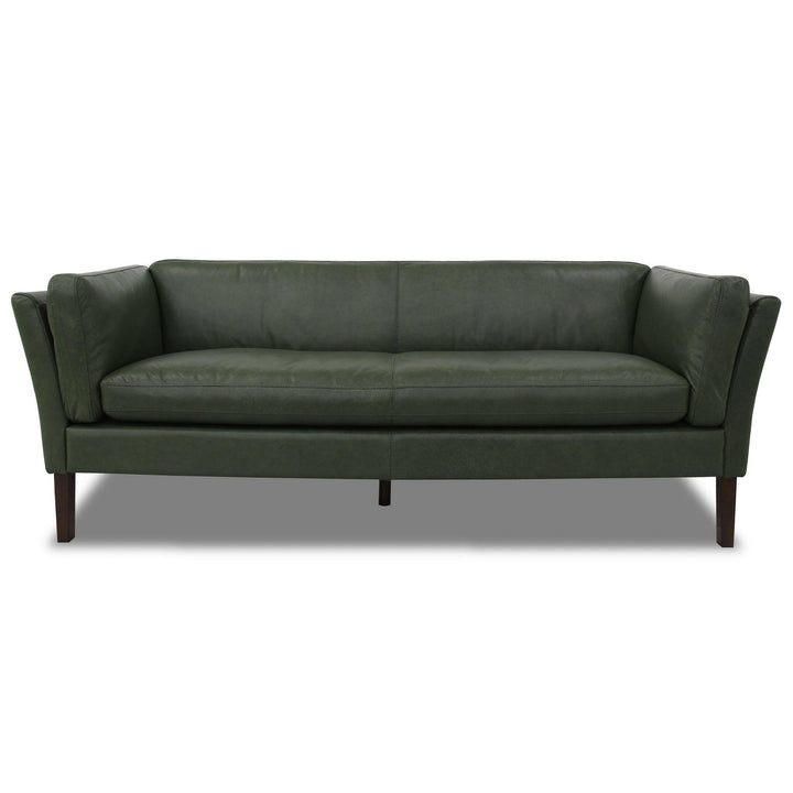 York Green Leather Sofa.