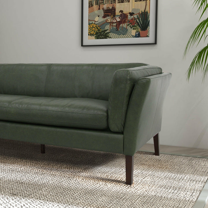 York Green Leather Sofa.