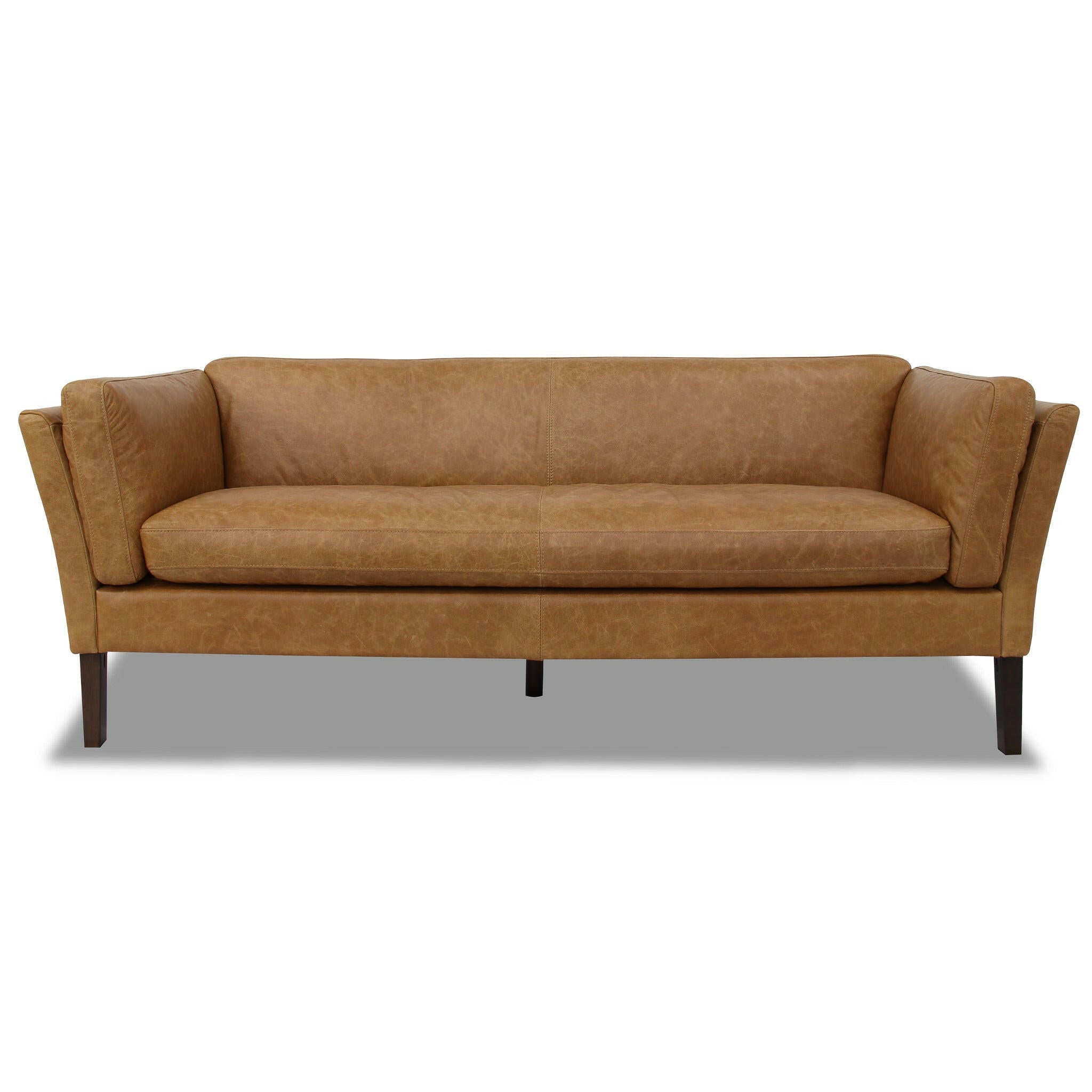 York Waxy Tan Leather Sofa.