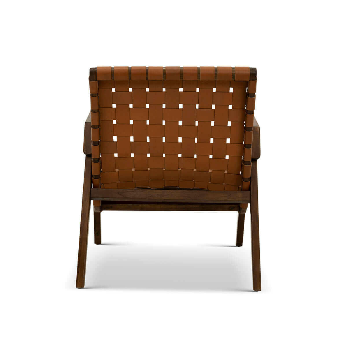 David Genuine Leather Teak Lounge Chair.