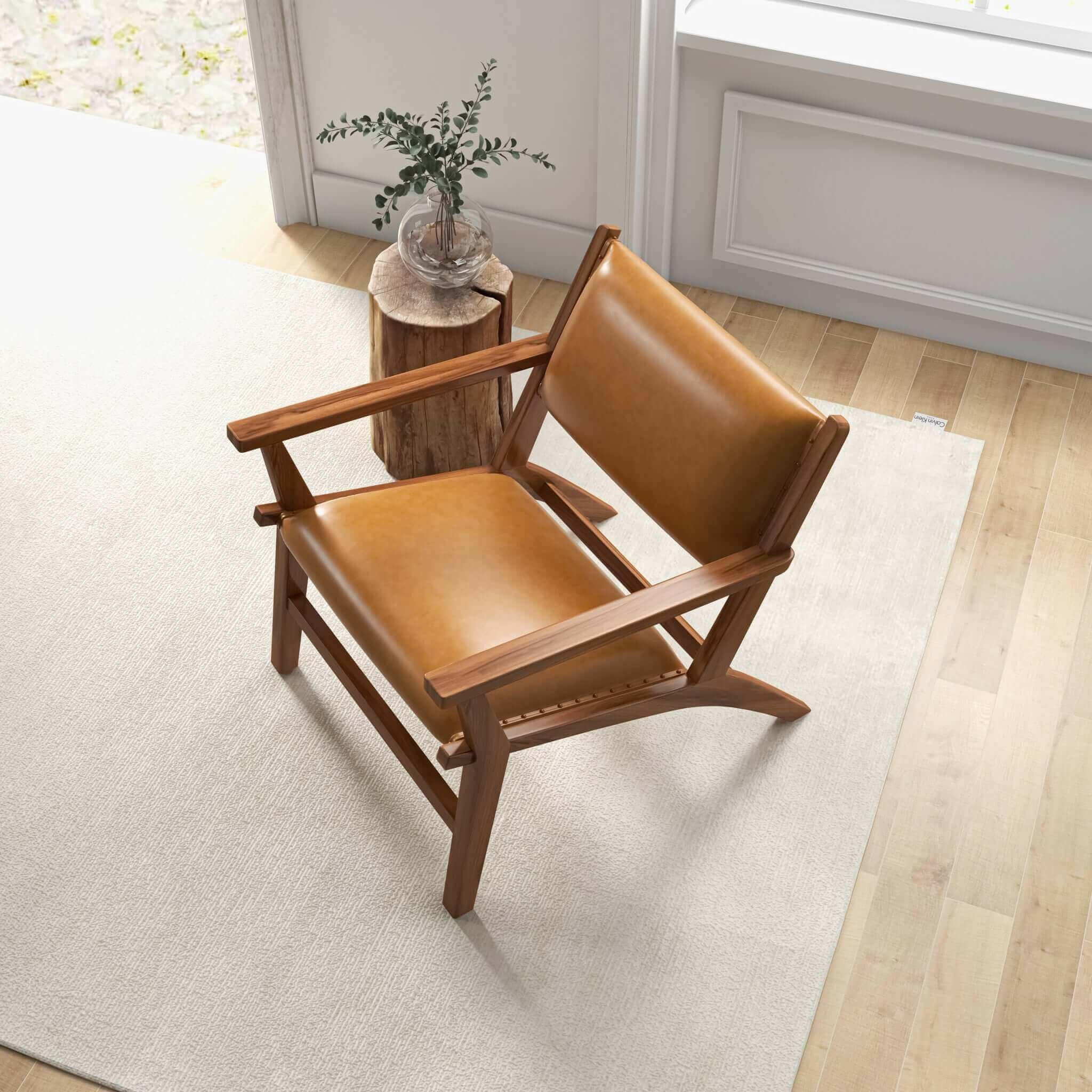 Hendrix Antique Tan Leather Arm Chair.