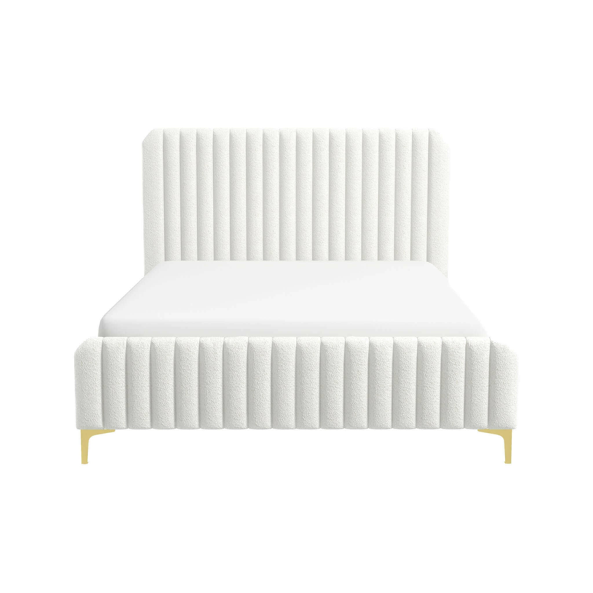 Valery Cream Boucle Queen Platform Bed.