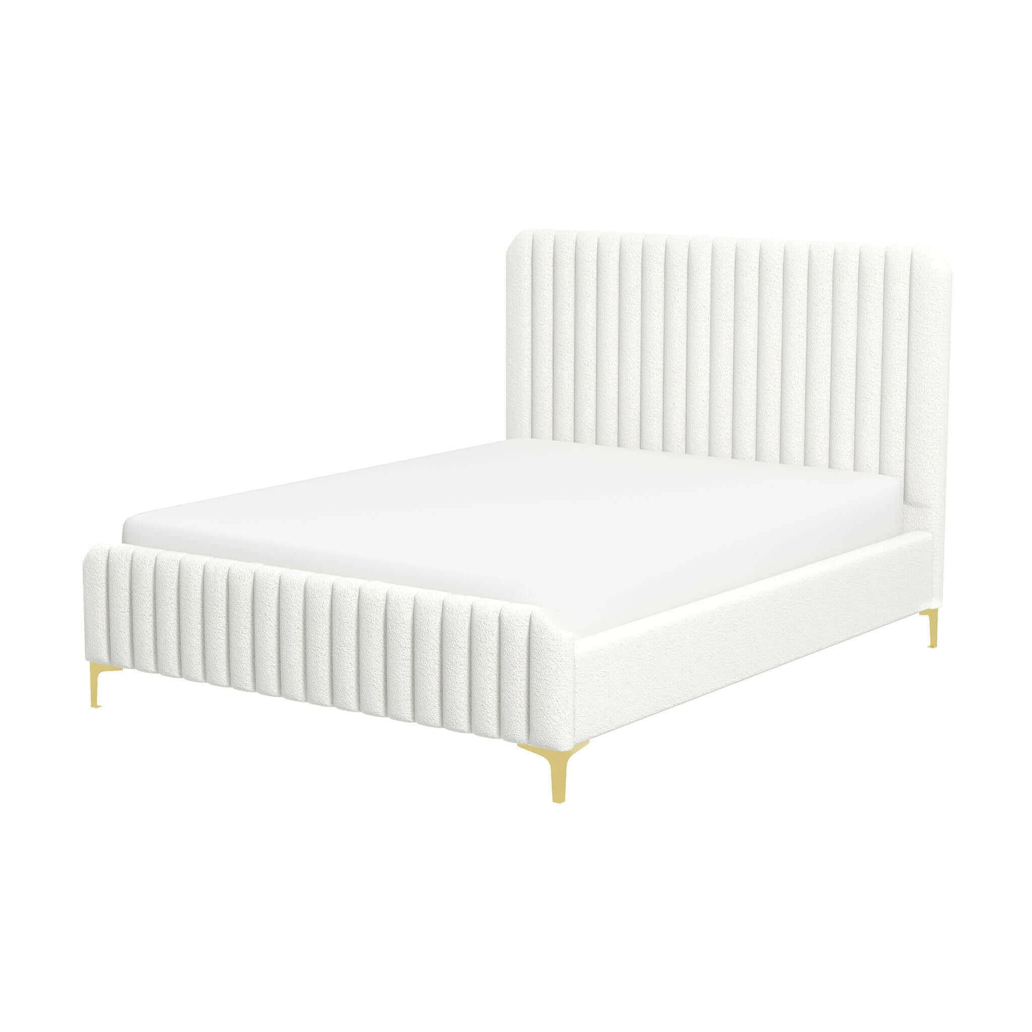 Valery Cream Boucle Queen Platform Bed.