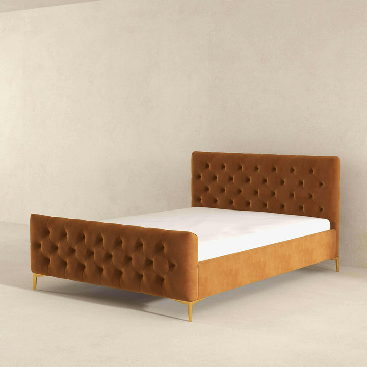 Bailey Cognac Velvet King Bed.