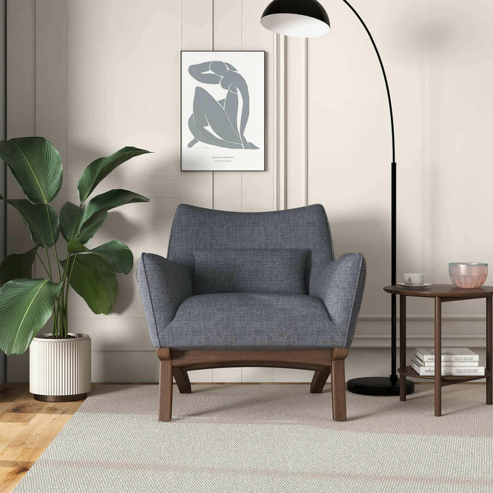 Brayden Mid Century Modern Sea Side Grey Linen Armchair.