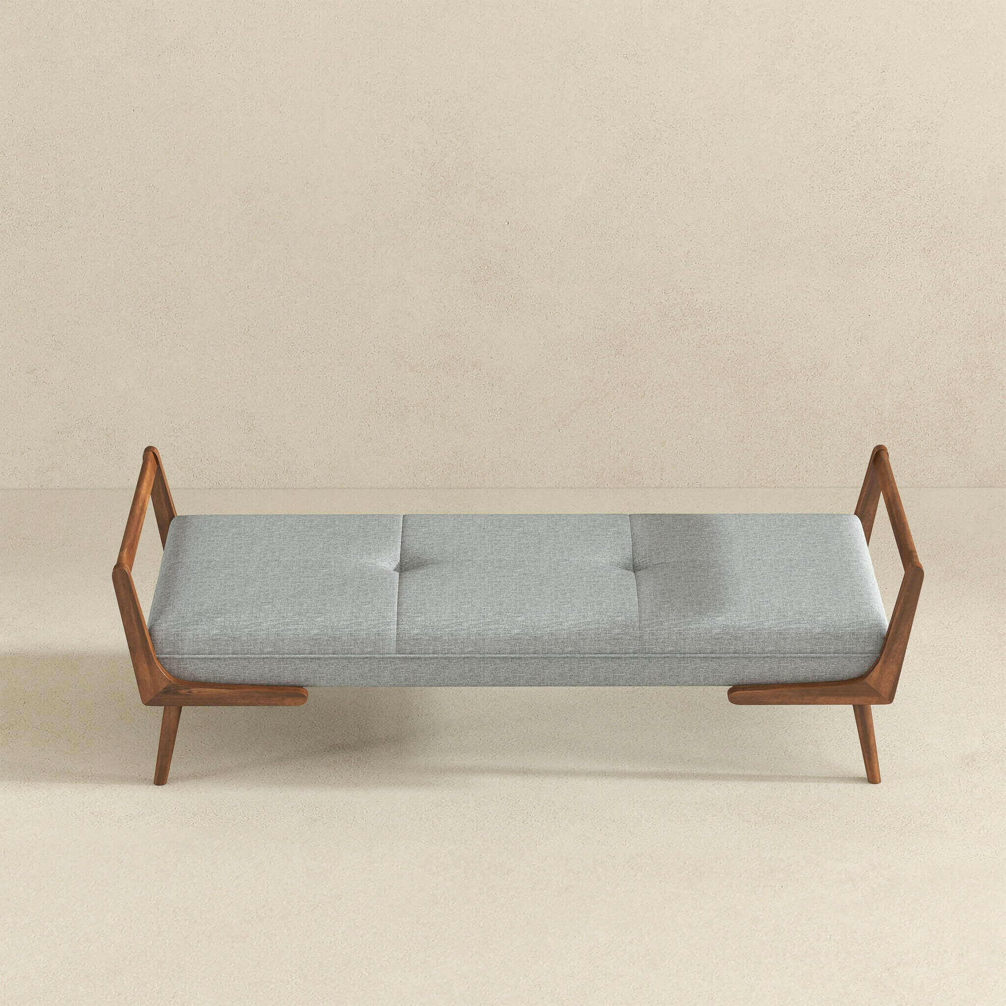 Cora Mid Century Modern Grey Fabric Bench.