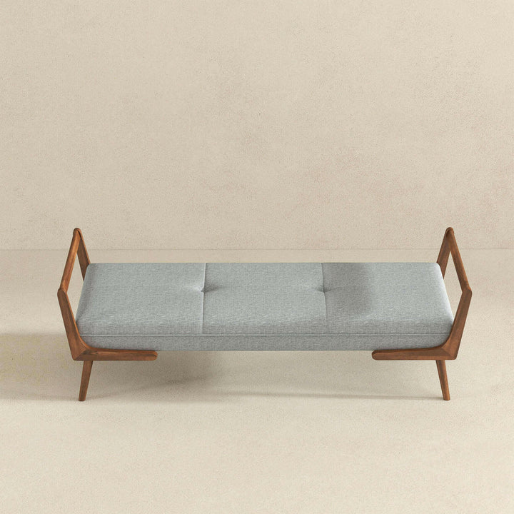 Cora Mid Century Modern Grey Fabric Bench.