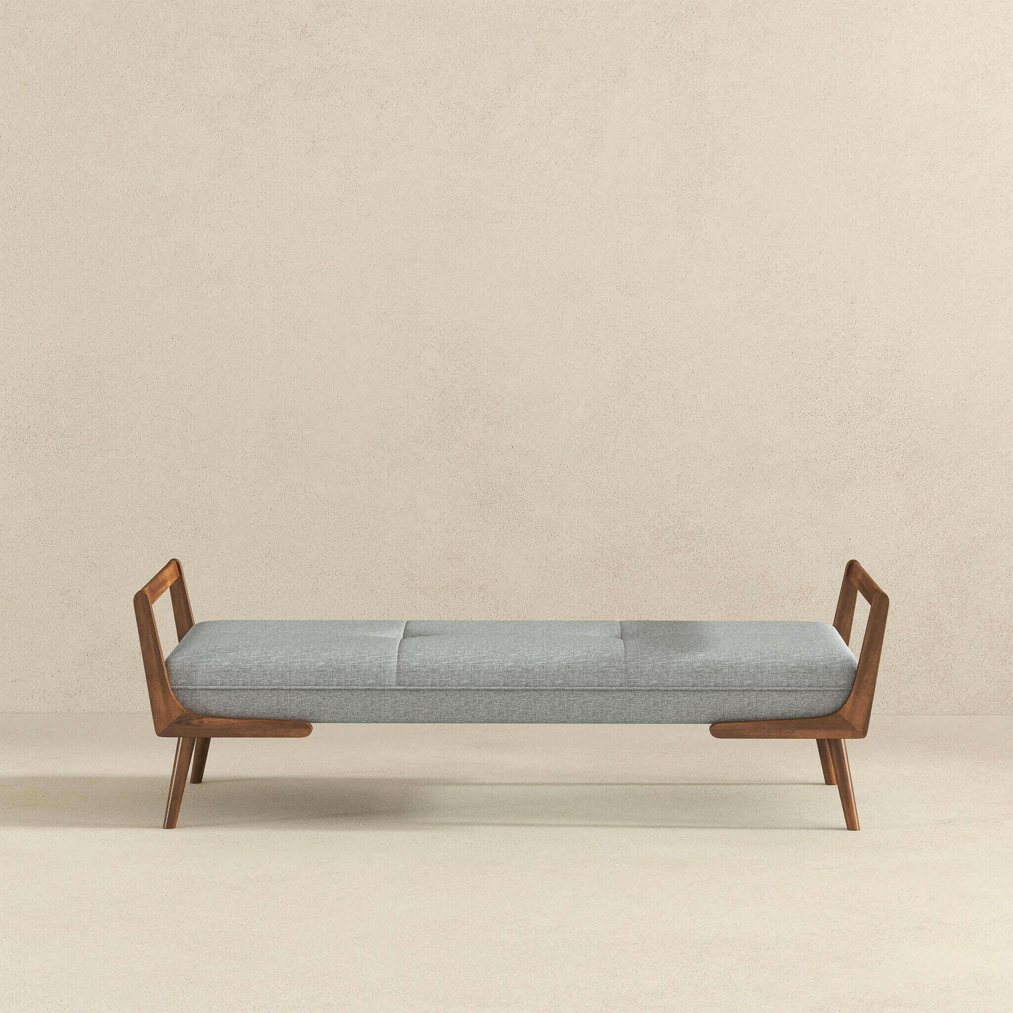 Cora Mid Century Modern Grey Fabric Bench.