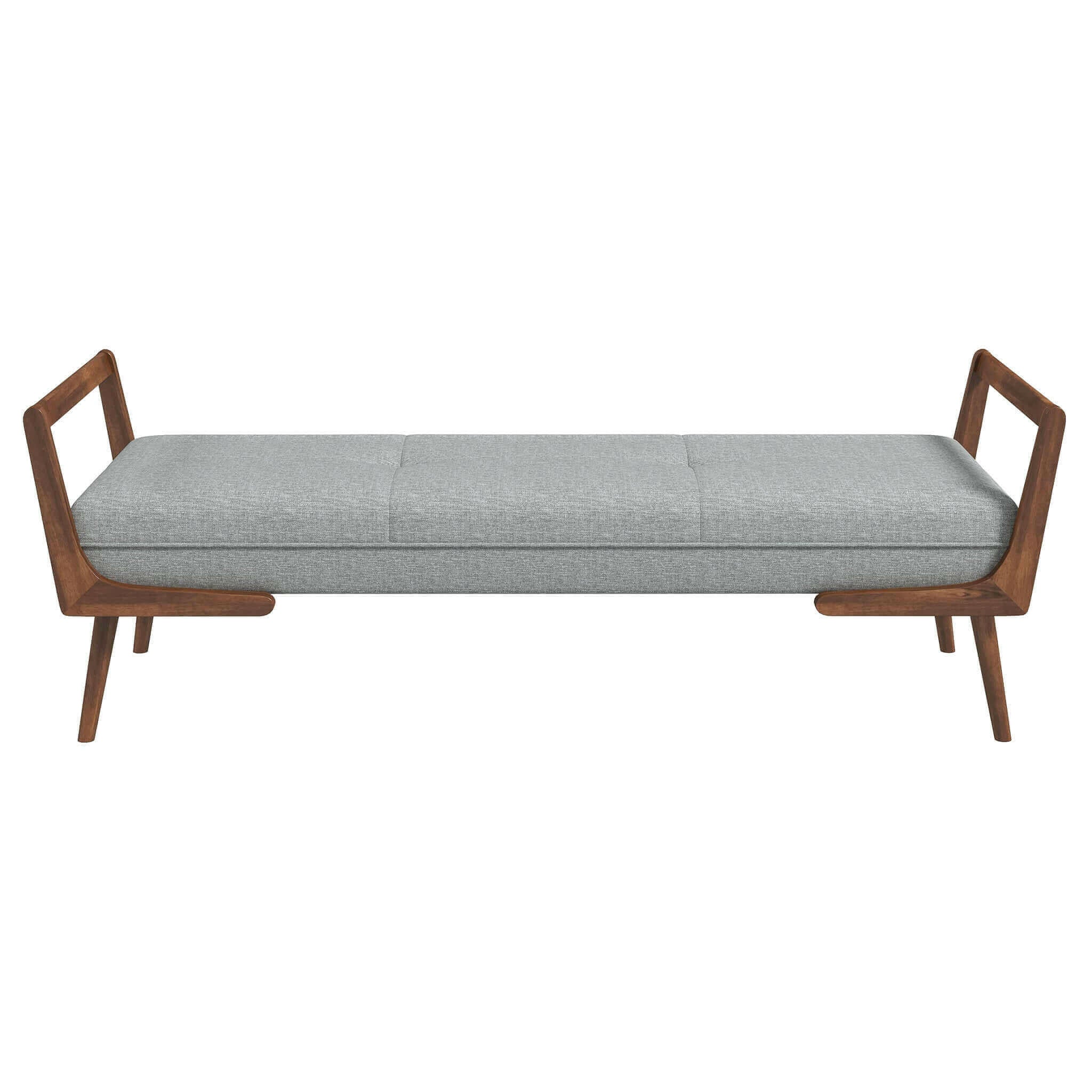 Cora Mid Century Modern Grey Fabric Bench.