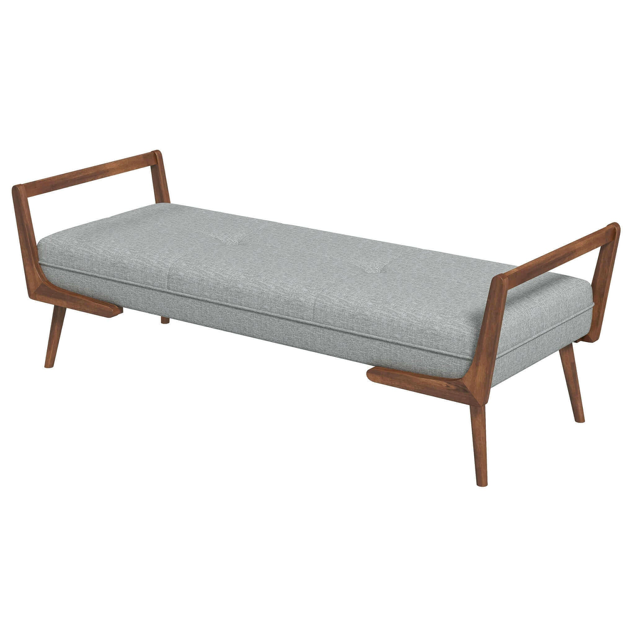 Cora Mid Century Modern Grey Fabric Bench.