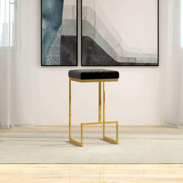 Joel Mid Century Modern Luxury Upholstered Stool.