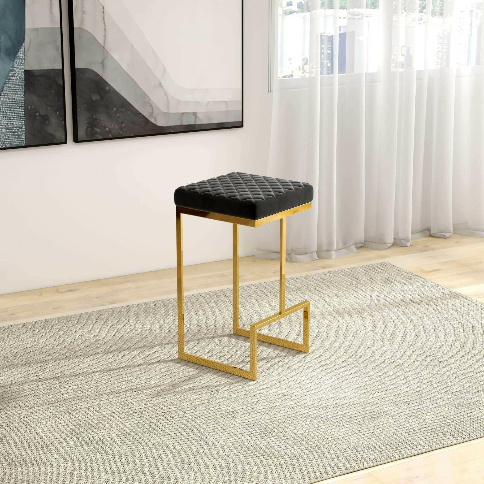 Joel Mid Century Modern Luxury Upholstered Stool.