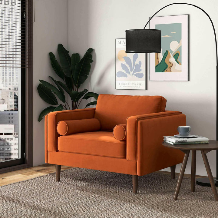 Amber Burnt Orange Velvet Lounge Chair.