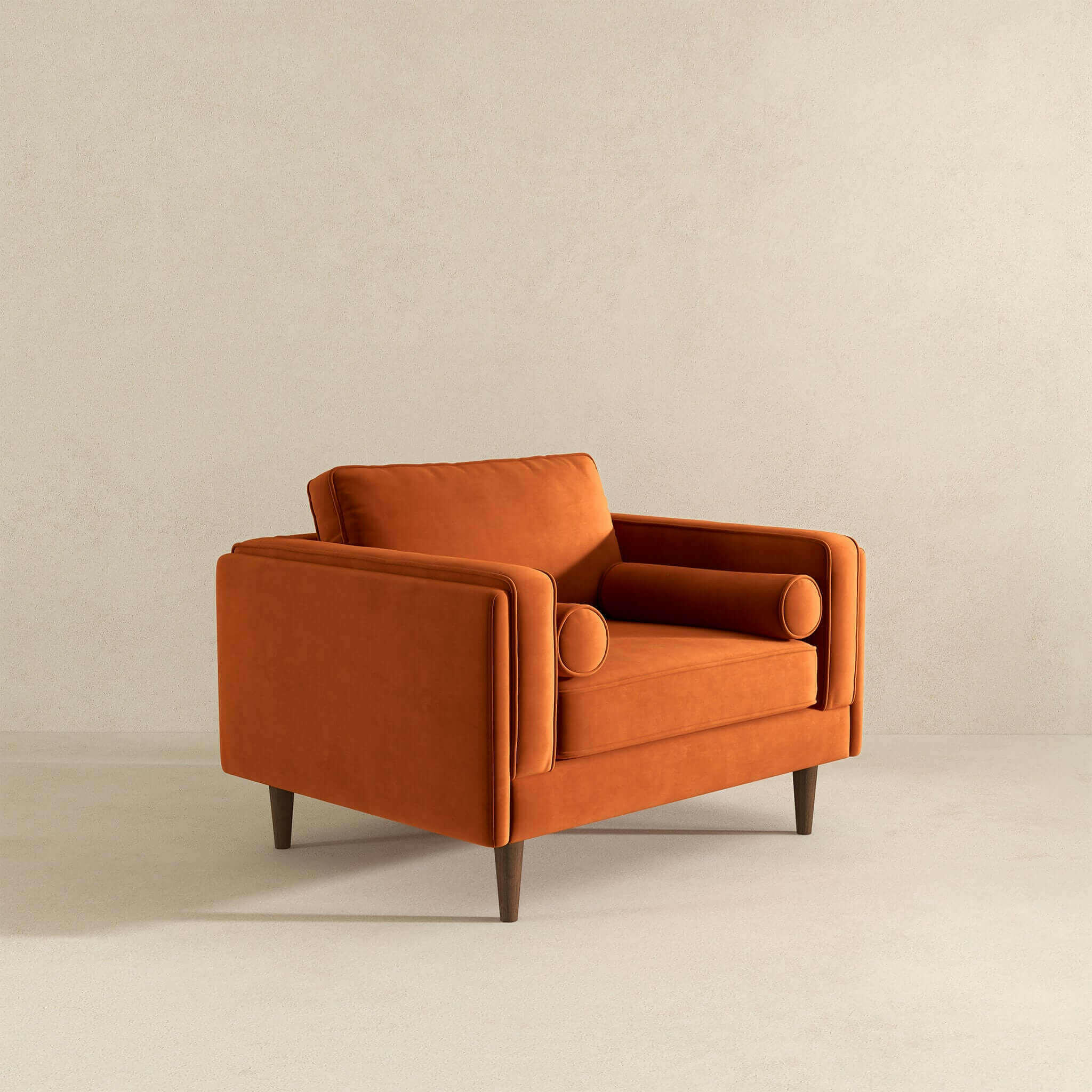 Amber Burnt Orange Velvet Lounge Chair.