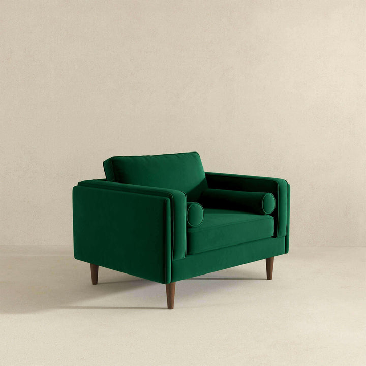 Amber Dark Green Velvet Lounge Chair.