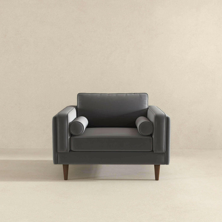 Amber Grey Velvet Lounge Chair.